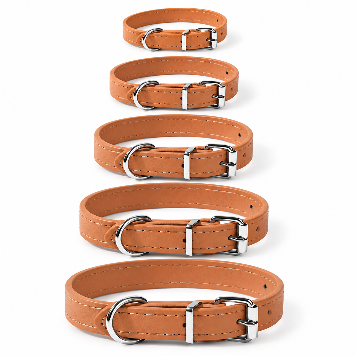 Adjustable Faux Leather Dog Collar