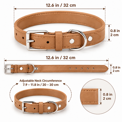 Adjustable Faux Leather Dog Collar