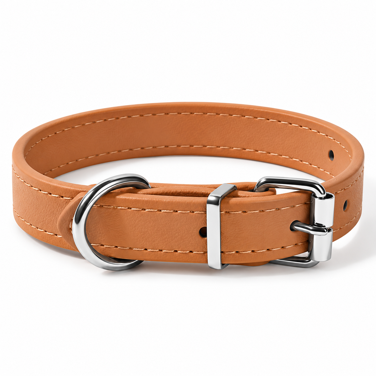 Adjustable Faux Leather Dog Collar