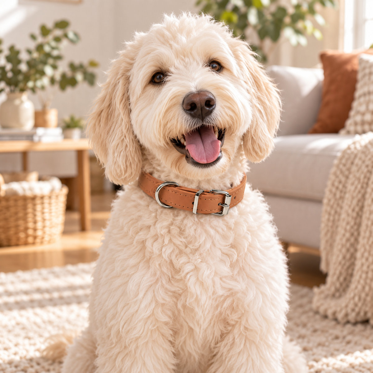 Adjustable Faux Leather Dog Collar