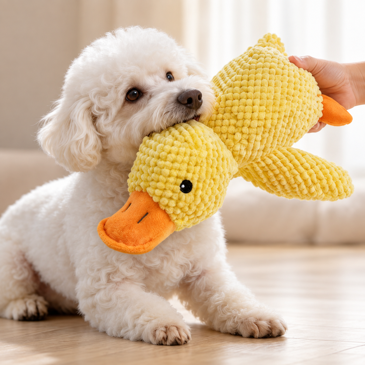 Squeaky Plush Duck Dog Toy – Textured Chew & Cuddle Toy for Dogs